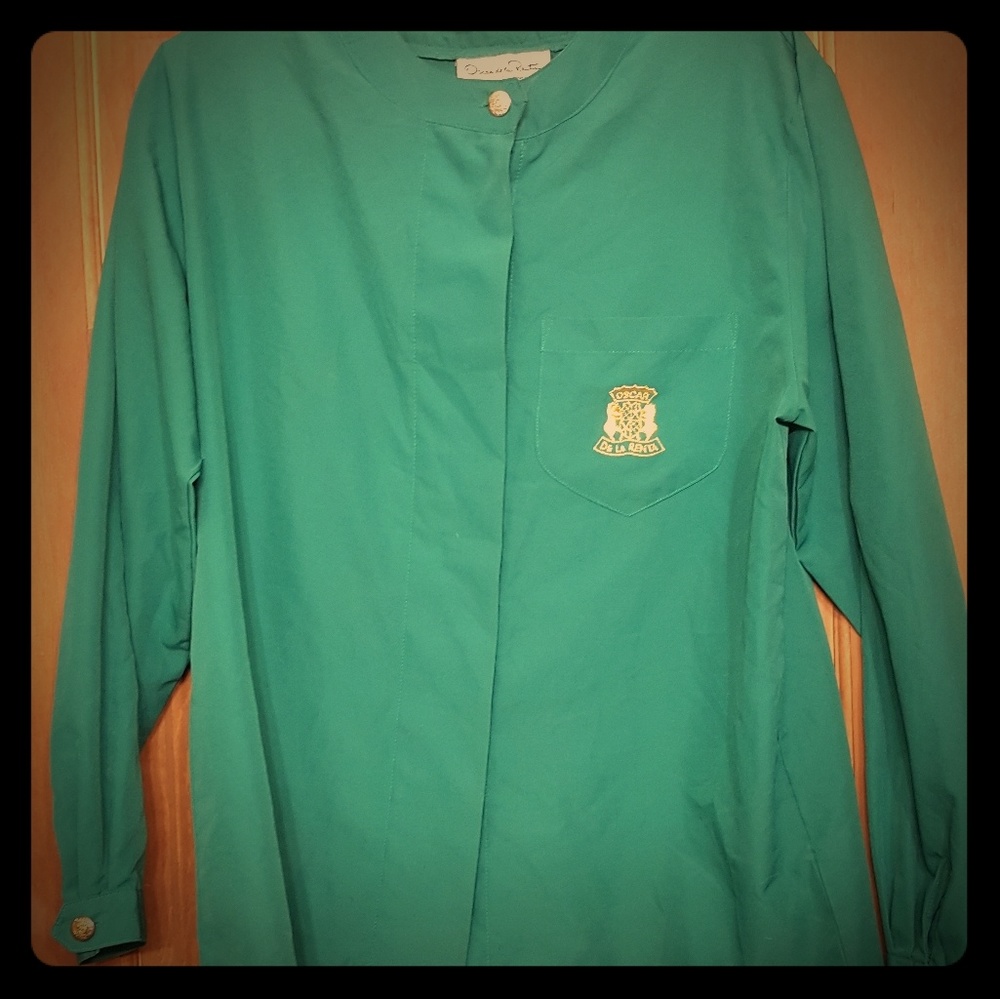 Vintage Oscar de la Renta Turquoise Dress Shirt